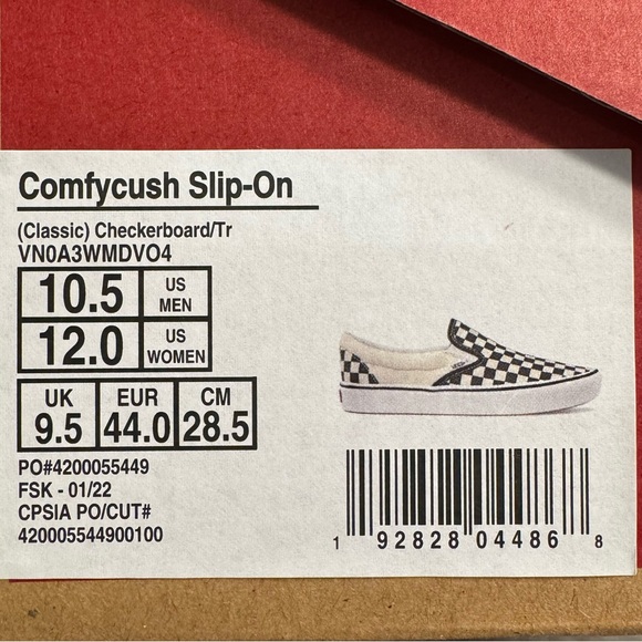 NWT Vans classic checkerboard slip-on 10.5 - Picture 5 of 5